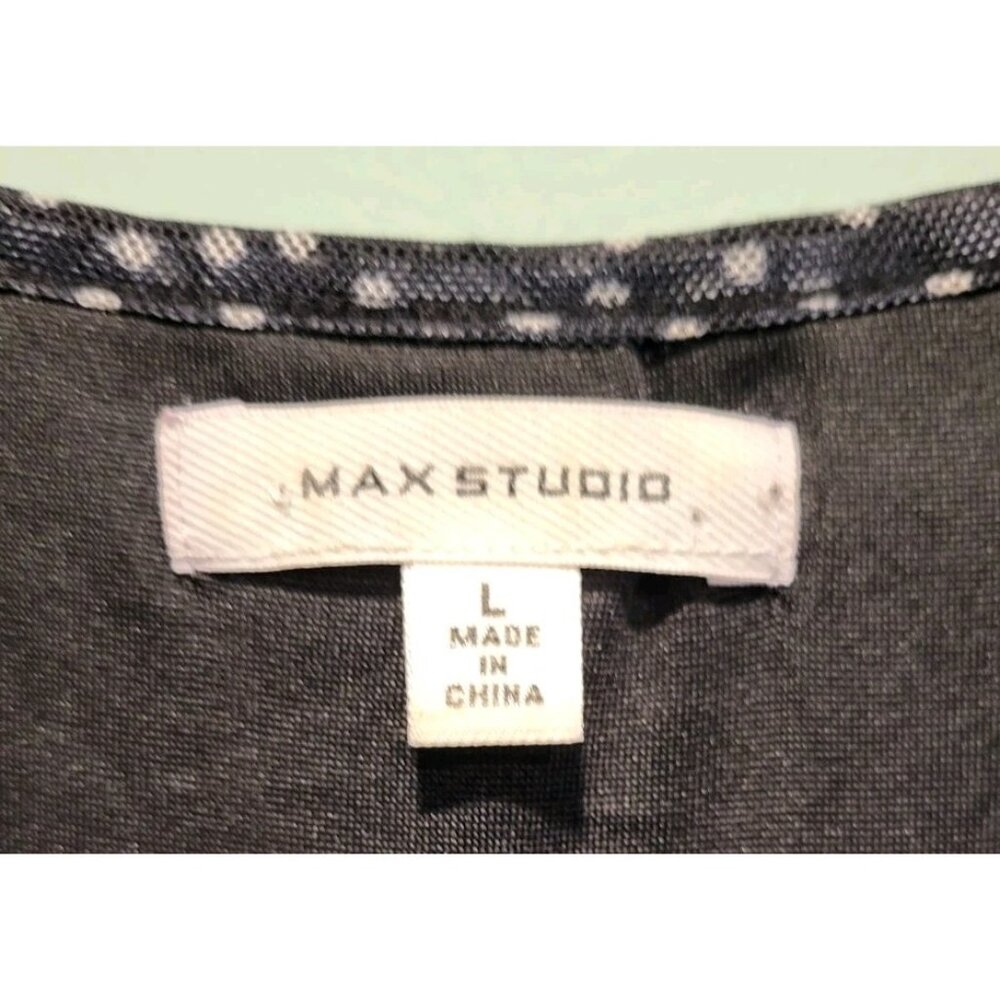 Black Polkadot Sleeveless Tiered Midi Dress Sz L Max Studio Dark Cottagecore - Picture 6 of 8